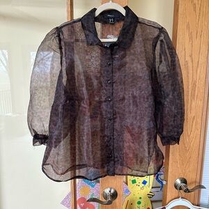 Sheer Black Leopard Print Women's Top